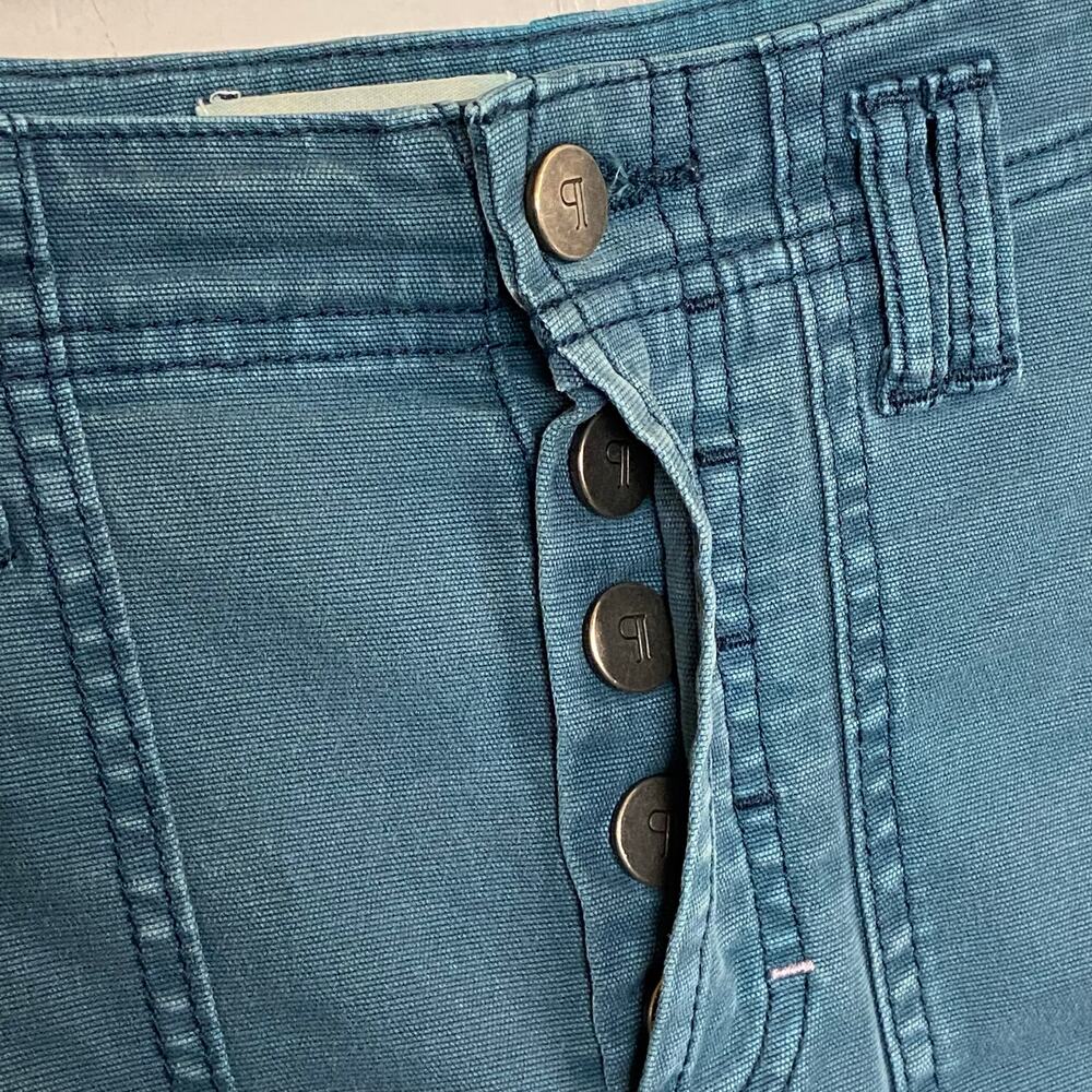 Anthropologie Pilcro Women's Teal Raw Hem Button Fly Ankle Utility Jeans Size 27 - Picture 6 of 11
